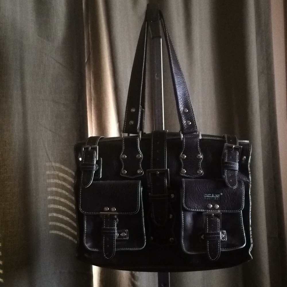 Matt & Nat vegan dark brown and turquoise purse.